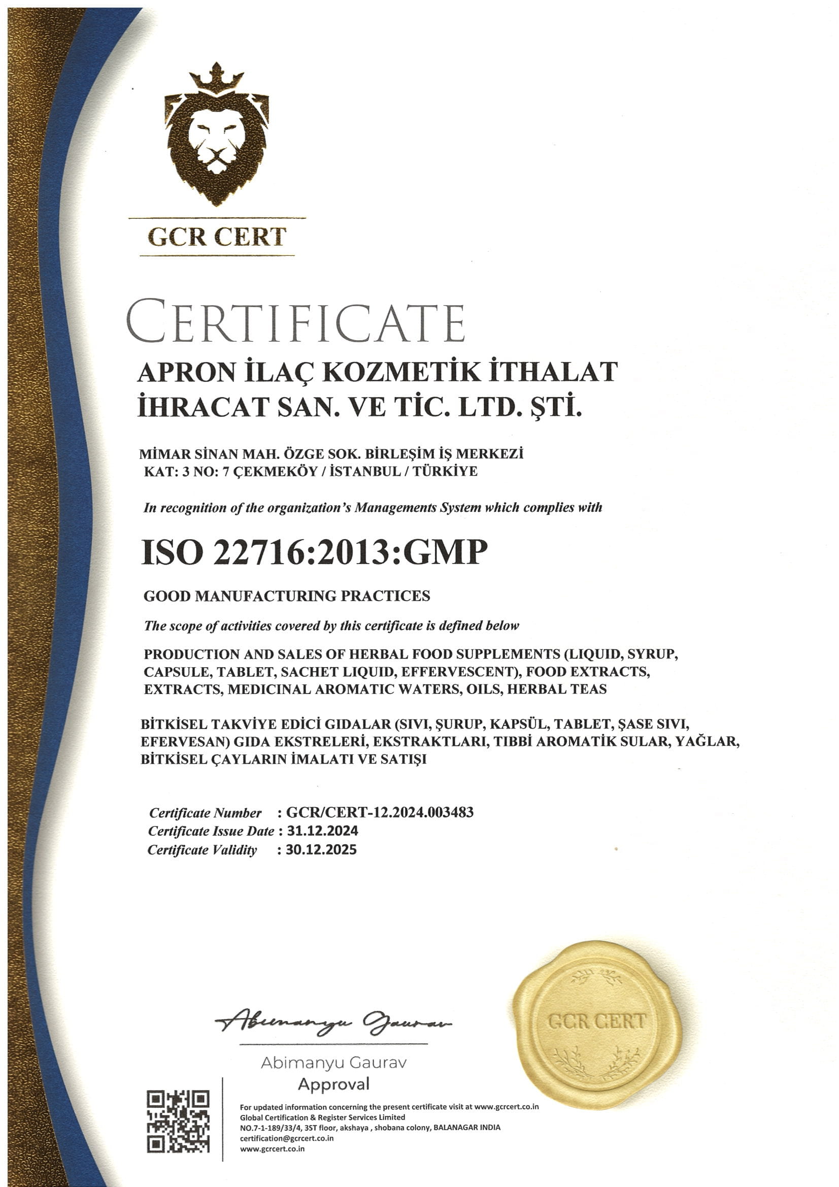 GMP Belgesi